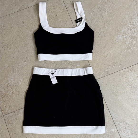 Express Dresses & Skirts - Express Black & White Crop Top and Mini Skirt Set